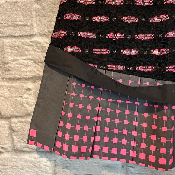 Custo Barcelona US2 EU 36 Pink/ Grey  & Black Abstract Pleated Mini Skirt W Bow - Picture 4 of 11